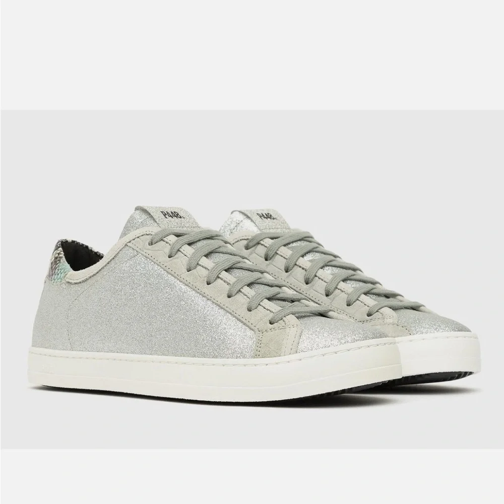 P448 Thea Leather Lifestyle Casual And Fashion Sneakers White Silver Sz 41 US 11